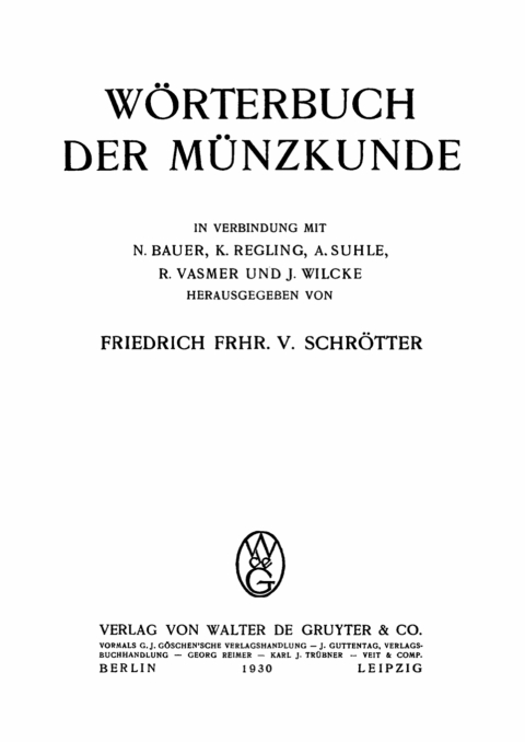 Cover image for book Wörterbuch der Münzkunde