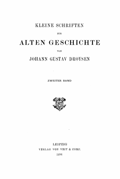 Cover image for book Johann Gustav Droysen: Kleine Schriften zur alten Geschichte. Band 2