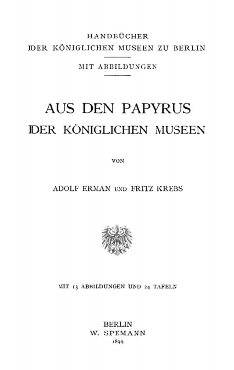 Cover image for book Aus den Papyrus der Königlichen Museen