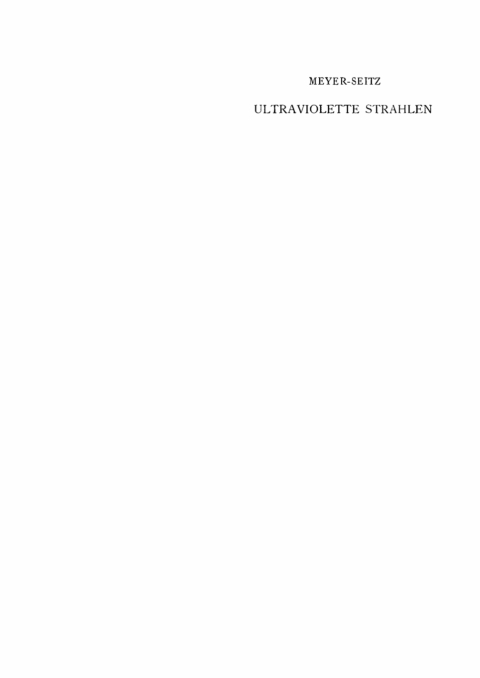 Cover image for book Ultraviolette Strahlen