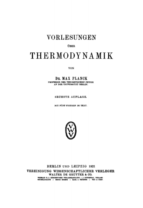 Cover image for book Vorlesungen über Thermodynamik