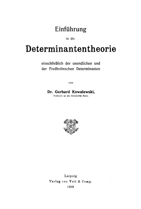 Cover image for book Einführung in die Determinantentheorie