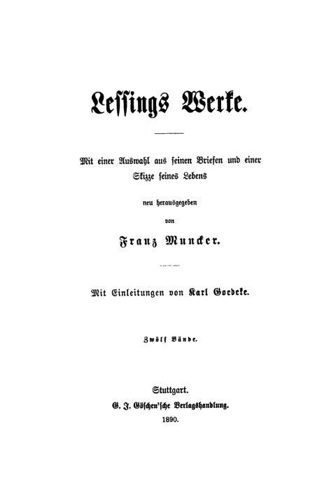Cover image for book G. E. Lessing: Lessing’s Werke. Band 1