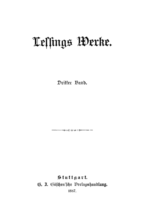 Cover image for book G. E. Lessing: Lessing’s Werke. Band 3