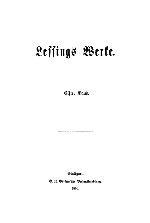 Cover image for book G. E. Lessing: Lessing’s Werke. Band 11