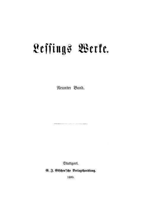 Cover image for book G. E. Lessing: Lessing’s Werke. Band 9