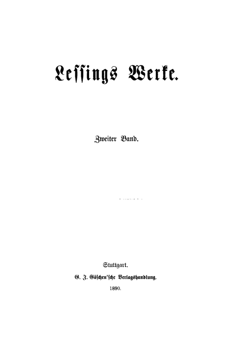 Cover image for book G. E. Lessing: Lessing’s Werke. Band 2