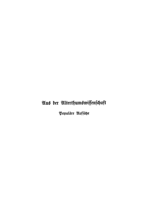 Cover image for book Aus der Alterthumswissenschaft