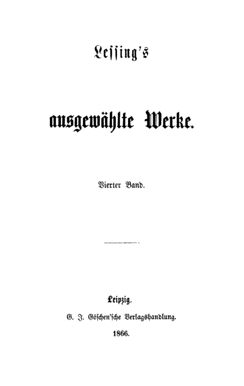 Cover image for book G. E. Lessing: Lessing’s ausgewählte Werke. Band 4