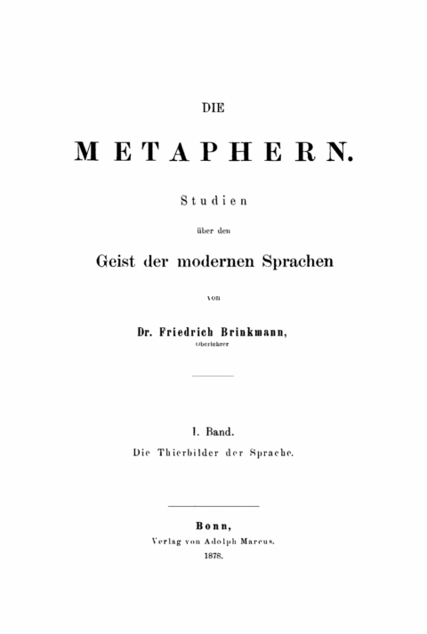 Cover image for book Die Thierbilder der Sprache