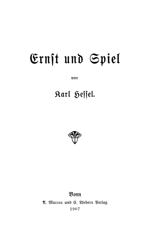 Cover image for book Ernst und Spiel