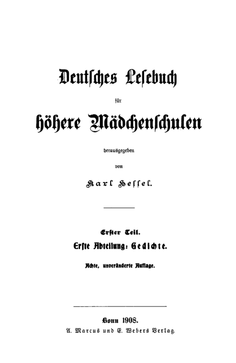 Cover image for book Deutsches Lesebuch für höhere Mädchenschulen. Teil 1