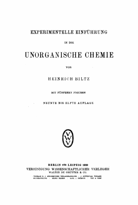 Cover image for book Experimentelle Einführung in die unorganische Chemie