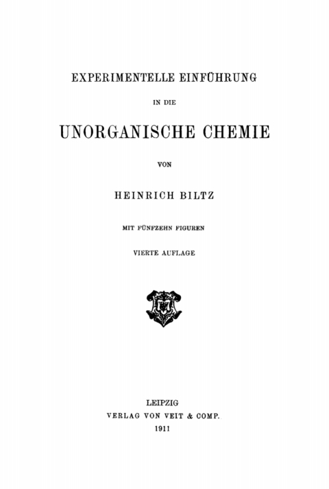 Cover image for book Experimentelle Einführung unorganische Chemie