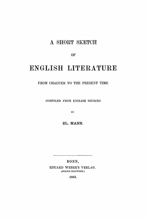 Cover image for book A Short Sketch of English Literature