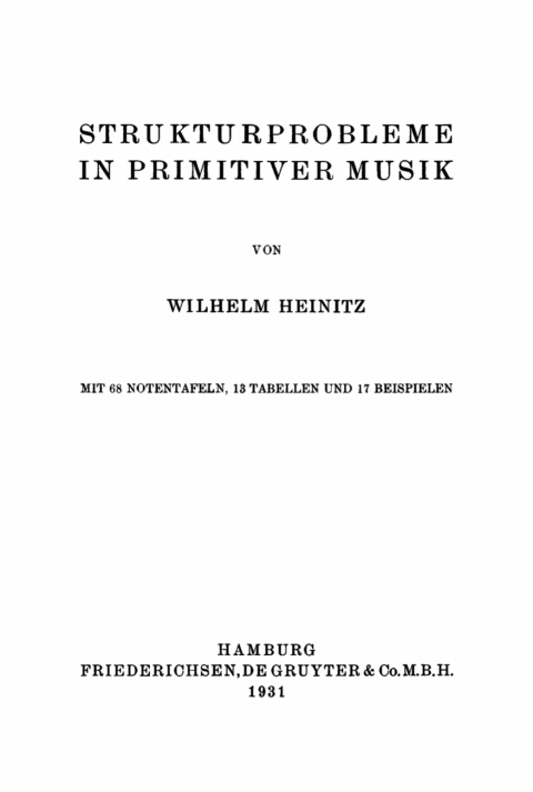 Cover image for book Strukturprobleme in primitiver Musik