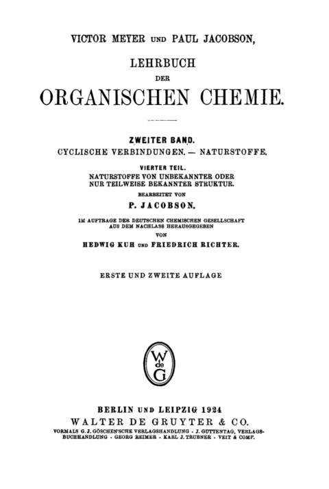 Cover image for book Cyclische Verbindungen. Naturstoffe, Teil 4: Naturstoffe von unbekannter oder nur teilweise bekannter Struktur.
