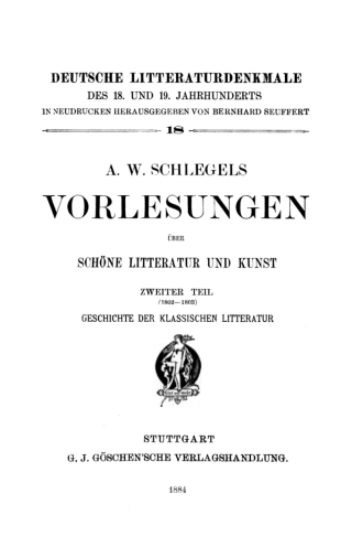 Geschichte der Klassischen Litteratur. (1802–1803)