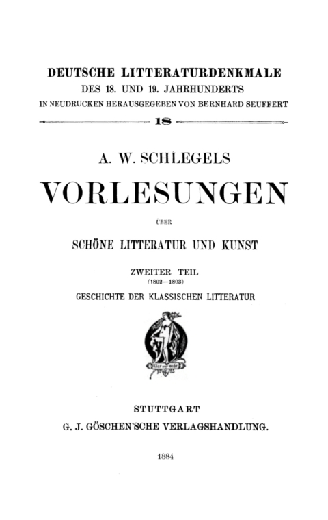 Cover image for book Geschichte der Klassischen Litteratur. (1802–1803)