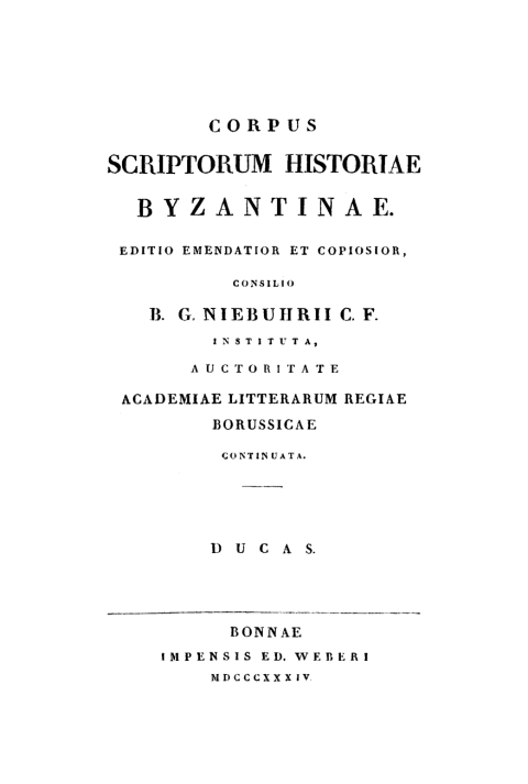 Cover image for book Ducae. Michaelis Ducae nepotis. Historia Byzantina