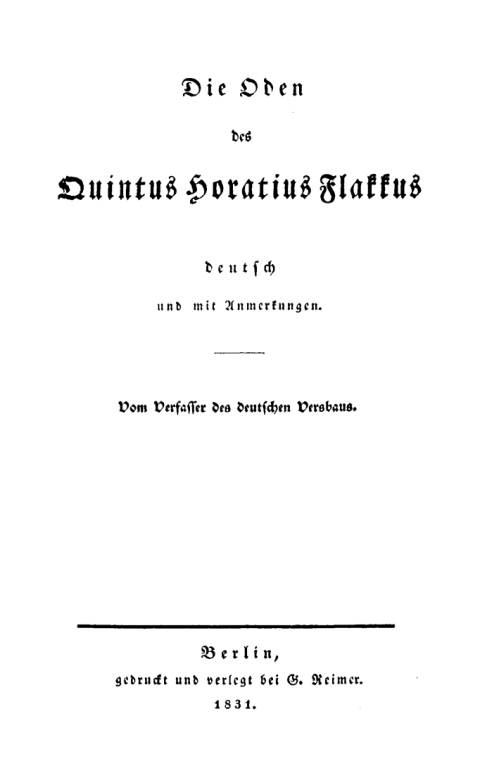 Cover image for book Die Oden des Quintus Horatius Flakkus