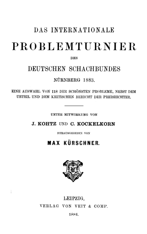 Cover image for book Das Internationale Problemturnier Deutschen Schachbundes Nürnberg 1883