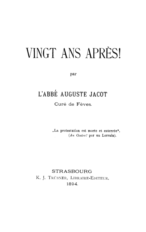 Cover image for book Vingt ans après!