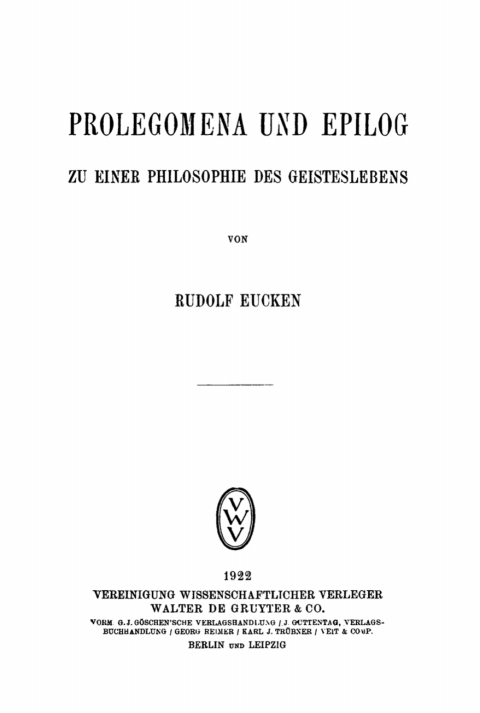 Cover image for book Prolegomena und Epilog zu einer Philosophie des Geistesleben