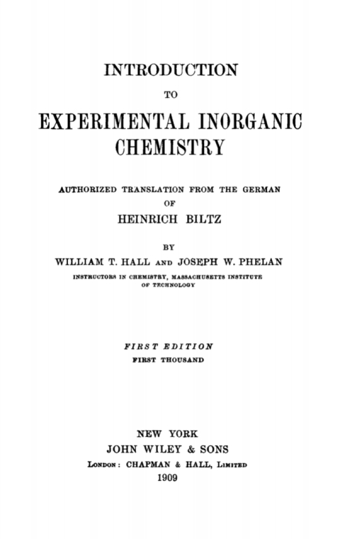 Cover image for book Introduction to Experimental Inorganic Chemistry