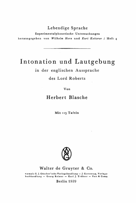 Cover image for book Intonation und Lautgebungs in der englischen Aussprache des Lord Roberts