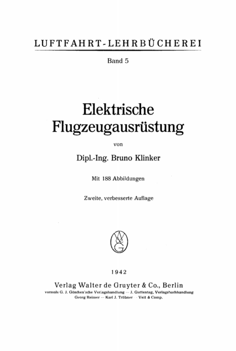 Cover image for book Elektrische Flugzeugausrüstung