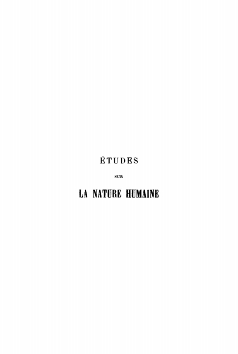 Cover image for book Études sur la nature humaine
