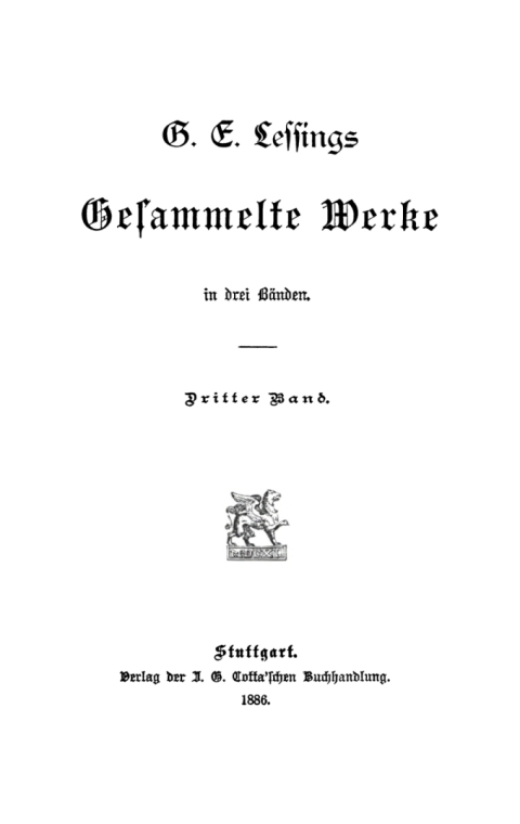 Cover image for book G. E. Lessing: G. E. Lessing’s gesammelte Werke. Band 3