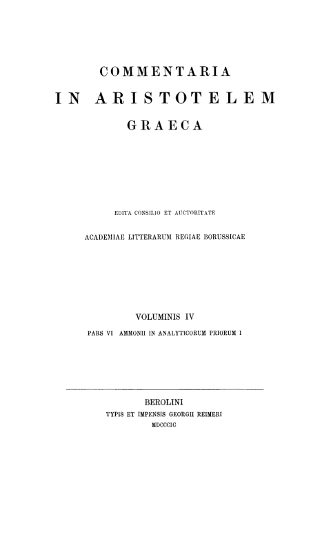 Cover image for book Ammonii in Aristotelis analyticorum priorum