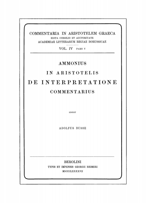 Cover image for book Aristotelis de interpretatione commentarius