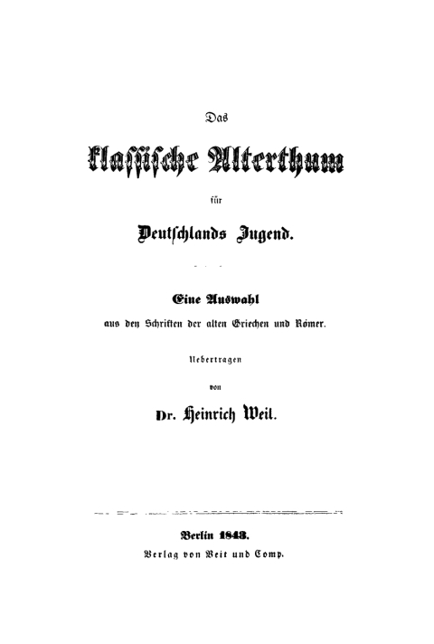 Cover image for book Das Klassische Alterthum für Deutschlands Jugend