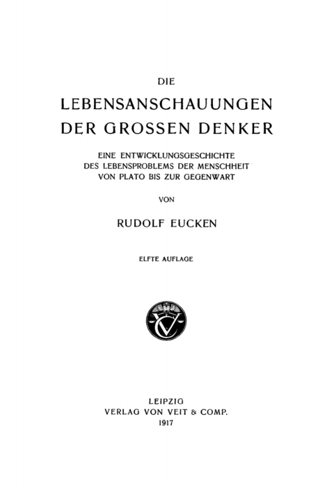 Cover image for book Die Lebensanschauungen der Grossen Denker