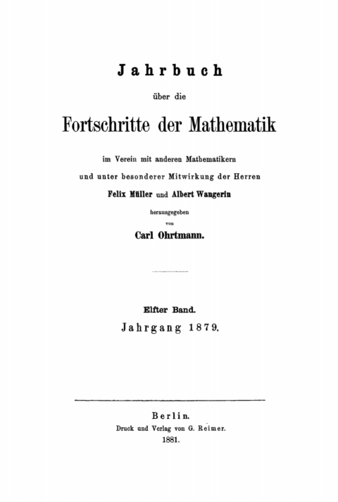 Cover image for book Jahrgang 1879