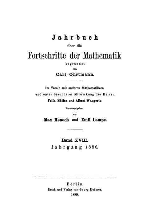 Cover image for book Jahrgang 1886
