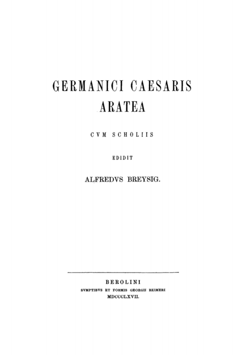 Cover image for book Germanici Caesaris Aratea cum scholiis