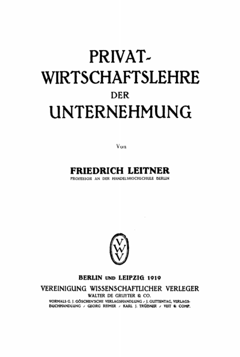 Cover image for book Privatwirtschaftslehre der Unternehmung