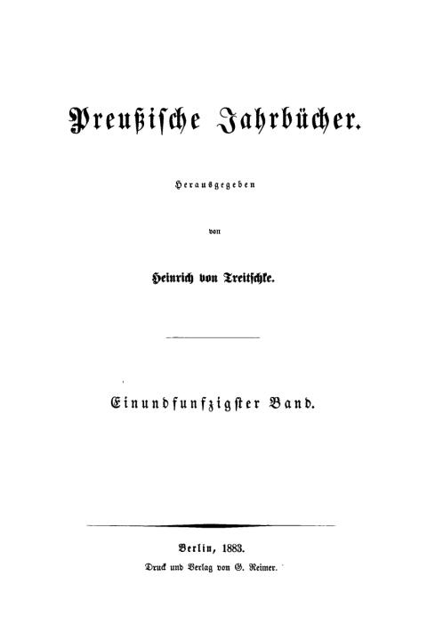 Cover image for book H. von Treitschke; H. Delbrück: Preußische Jahrbücher. Band 51