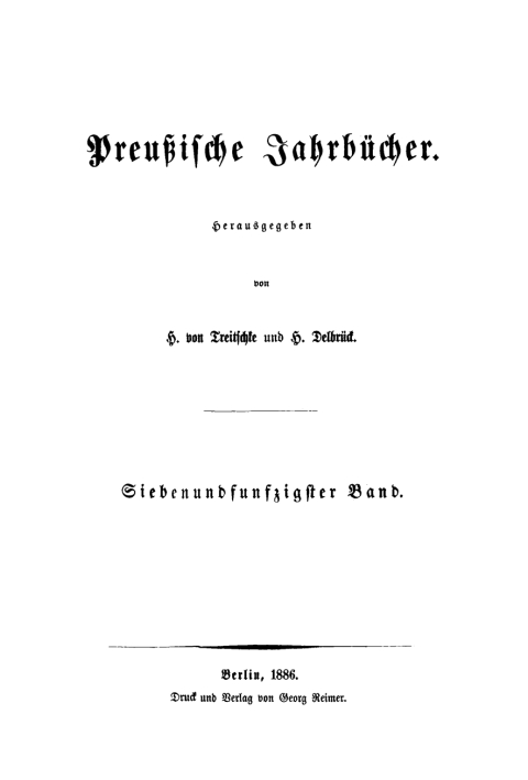 Cover image for book H. von Treitschke; H. Delbrück: Preußische Jahrbücher. Band 57