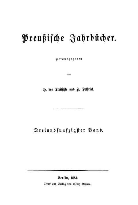 Cover image for book H. von Treitschke; H. Delbrück: Preußische Jahrbücher. Band 53