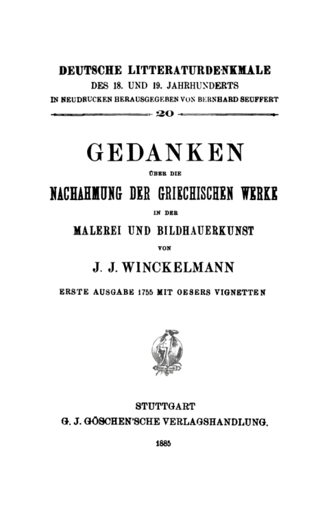 Cover image for book Gedanken über die Nachahmung der griechischen Werke in der Malerei und Bildhauerkunst