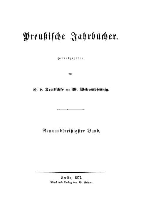 Cover image for book H. von Treitschke; H. Delbrück: Preußische Jahrbücher. Band 39