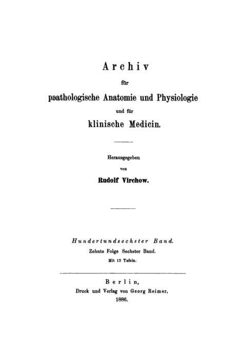 Cover image for book Rudolf Virchow: Archiv für pathologische Anatomie und Physiologie und für klinische Medicin. Band 106