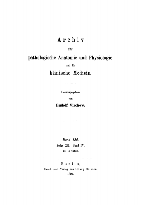 Cover image for book Rudolf Virchow: Archiv für pathologische Anatomie und Physiologie und für klinische Medicin. Band 124