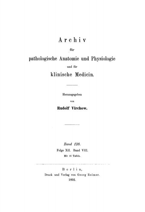 Cover image for book Rudolf Virchow: Archiv für pathologische Anatomie und Physiologie und für klinische Medicin. Band 128