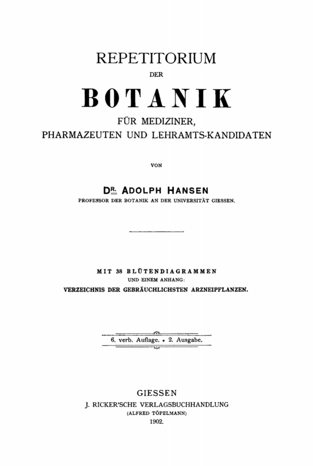 Page Fidelity Repetitorium der Botanik für Mediziner, Pharmazeuten und Lehramts-Kandidaten; $148.73
